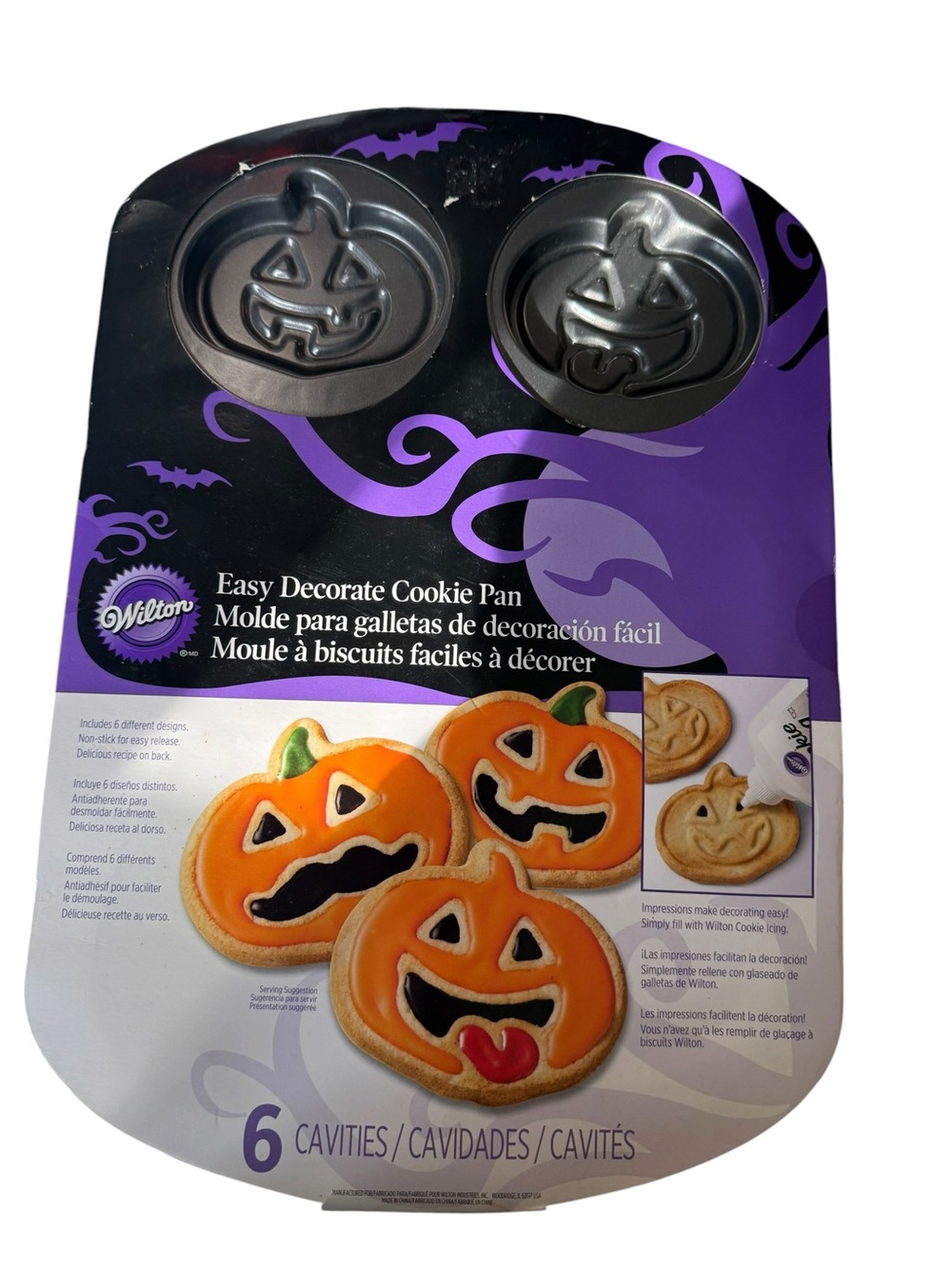 Wilton Halloween Pumpkin Cookie Pan 6 Cavity Jack O Lantern 2105-1292